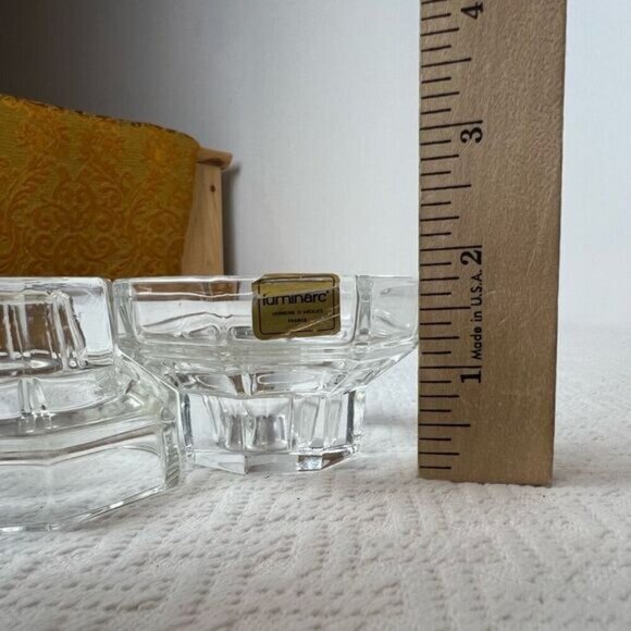 Set Of 2 Luminarc Genuine Crystal Candle Holders 1.75" tall Clear Glass Octime - Picture 7 of 11